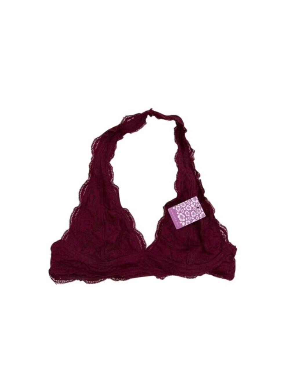 Anemone Wine Lacey Halter Bralette Soft Stretchy